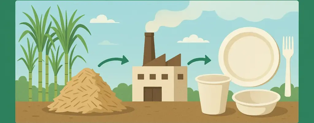 Picture showing How Bagasse Sugarcane Products Are Made